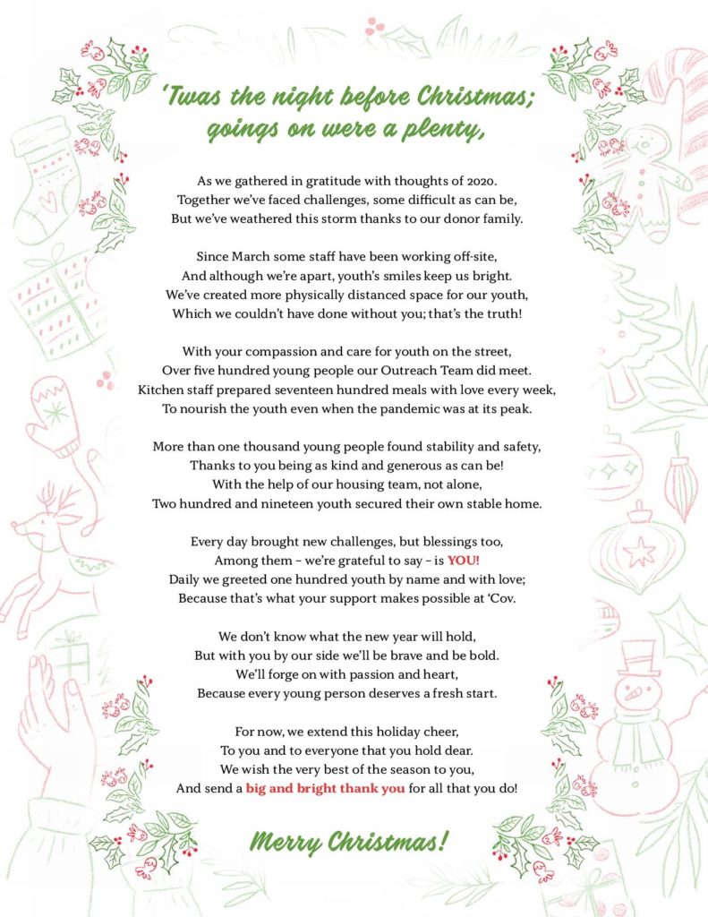 Covenant House Christmas Poem - Covenant House Vancouver